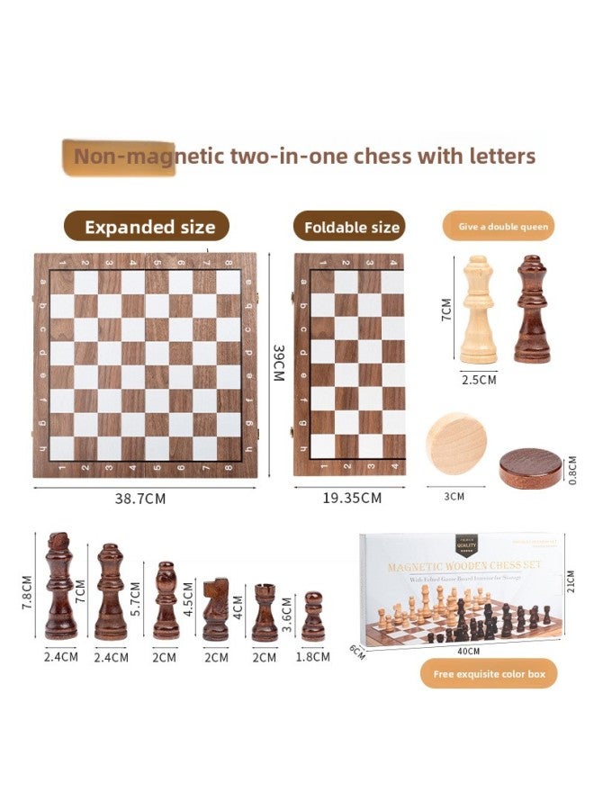 Cross-border wooden magnetic chess two-in-one folding chess box children's adult educational games chess toys wholesale